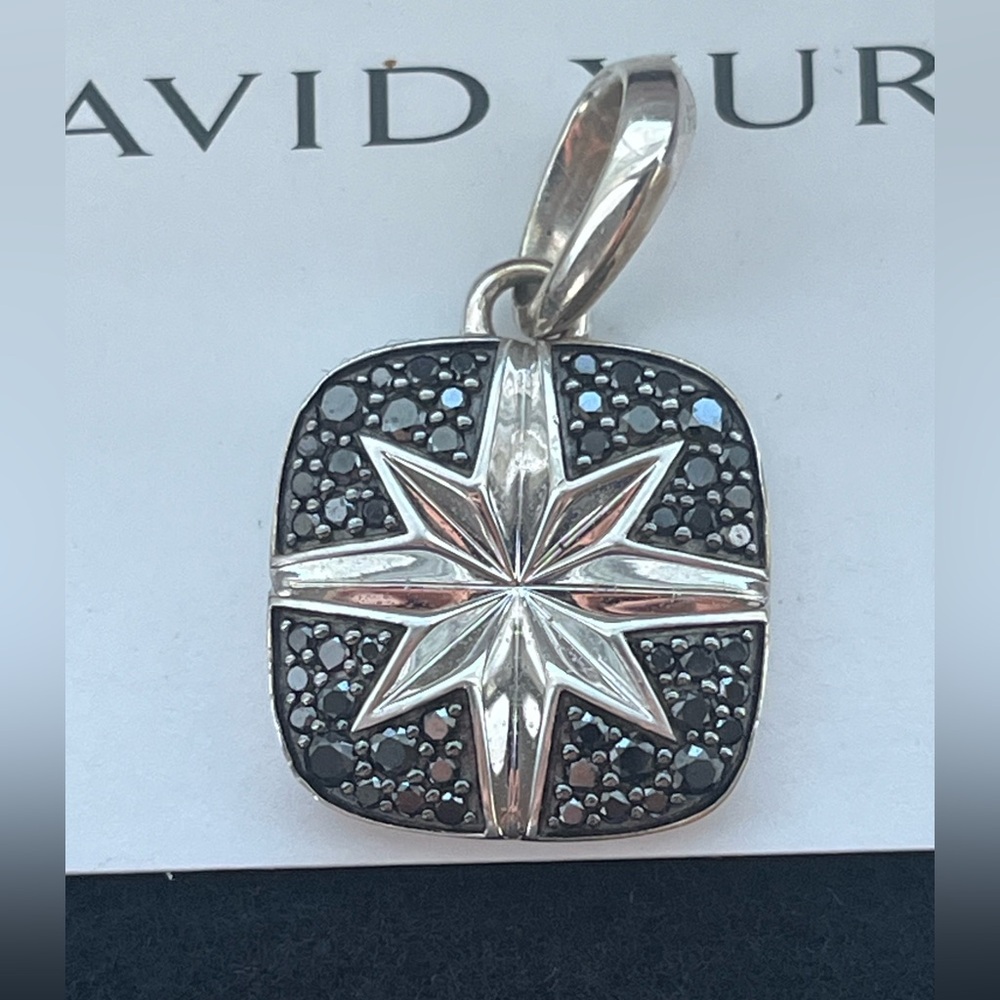 David Yurman Black Diamond Sterling Maritime North Star Pendant Necklace